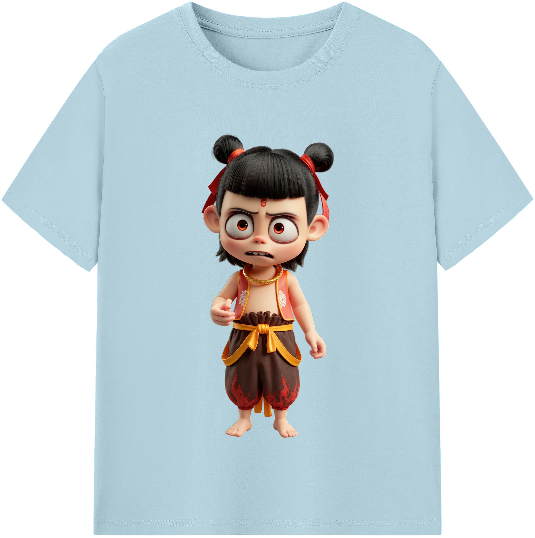 （画像用） Ne Zha 2 ナタ 魔童の大暴れ 綿100％半袖Tシャツ（フロントプリント）